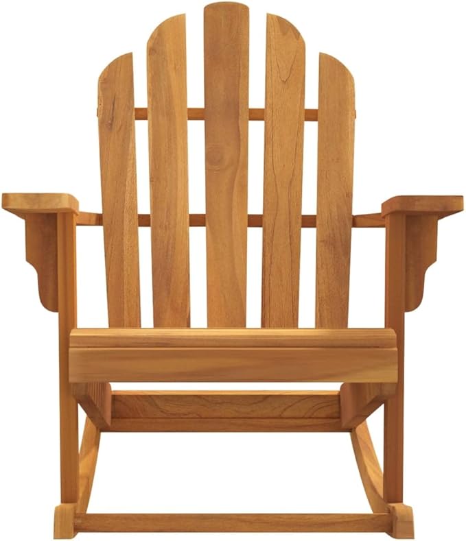 Natural Teak Garden Adirondack Rocking Chair Set of 2 - Photo 5