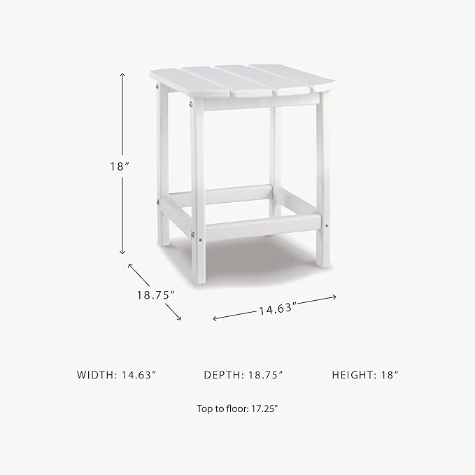 Signature Design by Ashley Sundown Treasure Outdoor Patio HDPE Weather Resistant End Table, White