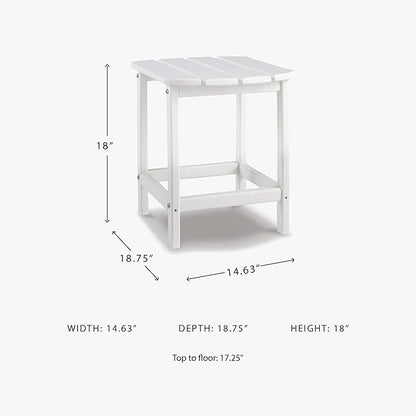 Signature Design by Ashley Sundown Treasure Outdoor Patio HDPE Weather Resistant End Table, White
