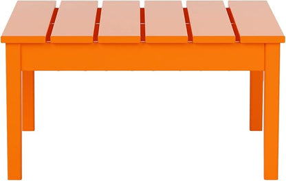 WestinTrends Ashore Outdoor Coffee Table, 32 Inch All Weather Poly Lumber Adirondack Patio Coffee Table Square Low Table, Orange