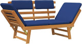 Garden Bench Deck Bench Patio Bench with Cushions 2-in-1 74.8" Solid Acacia Wood - Photo 5