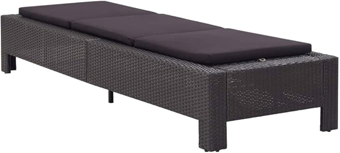 Large Adjustable Sunbed Lounge Chair with Multi-Position Backrest, Outdoor Sun Lounger for Patio Garden Balcony, Durable Black PE Rattan & Steel Frame, Comfortable Sunbathing Relaxation