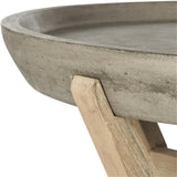 MAKLAINE Round Wood/Concrete Indoor/Outdoor Coffee Table, 18.1 in Height, Dark Gray Finish, Weather Resistant - Photo 5