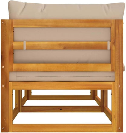 Corner Sofa Taupe Outdoor Sectional Sofa Units, Modular Acacia Wood Seating Set for Garden, Patio, Balcony, 4-Person Capacity