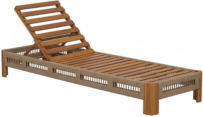 Christopher Knight Home Lamon Acacia Wood Chaise Lounge Chair Outdoor with Handwoven Rope Accents - Photo 6