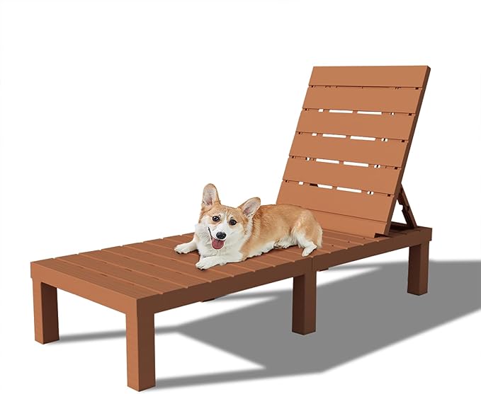 DIMAR GARDEN Outdoor Chaise Lounge,Resin Pool Lounge Chair Waterproof Recliner, Caramel - Photo 1