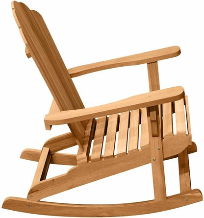 Adirondack Rocking Chair 2 pcs Brown 100 x 77 x 99 cm Solid Teak Wood Outdoor Furniture for Garden Patio Relaxation with Ergonomic Backrest