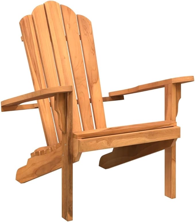 Garden Adirondack Chair in Solid Teak Wood Medium Durable Outdoor Furniture with Smooth Finish for Patio Balcony - Photo 3