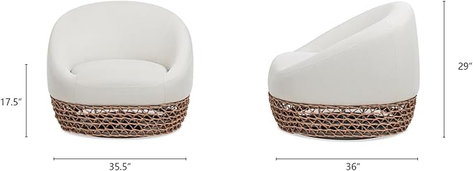 Jennifer Taylor Home Willow 35.5" Upholstered Woven Patio Deep Seating Armchair, Golden Brown Wicker Frame, Wheat Beige - Photo 3