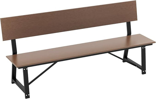 Giantex 72 Inches 4-Person Outdoor Bench with Weatherproof HDPE Backrest & Seat, Heavy Duty Metal Frame, 1100 Lbs Capacity, Park Bench for Lawn, Porch, Deck, Patio, Garden (1, Brown)