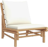Garden Chair Set of 2, Bamboo Outdoor Sectional Sofa Units with Cream Cushions, 33.9"x23.6"x28.9" - Photo 3