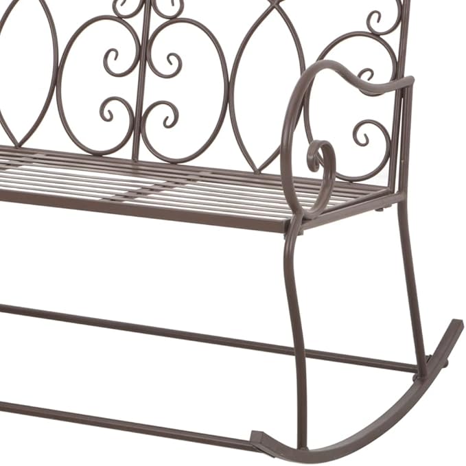Patio Bench, Metal Chairs, Wide Rocking Chairs, Outdoor Garden Bench for Patio, Garden, Patio, Lawn - Photo 6