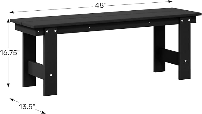 WestinTrends Ashore Outdoor HDPE 48" Modern Backless Patio Bench, Gray