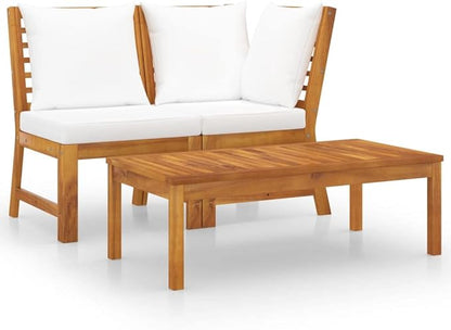3 Piece Patio Lounge Set with Cream Cushion,Outdoor Club Chairs,Modern Outdoor Chairs,Outdoor Furniture,for The Patio, Porch, Lawn, Garden or Home Furniture,Solid Acacia Wood