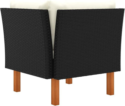 2-Piece Square Outdoor Sofa Black PE Rattan Modular Loveseat Set 25.4"x25.4"x26.4" Lightweight Cushions for Balcony Garden Porch Poolside