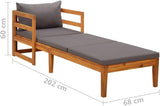 Sun Lounger with Dark Gray Cushions Solid Acacia Wood Outdoor Chairs Furniture Outdoor Patio Furniture Set Suitable for - Photo 2