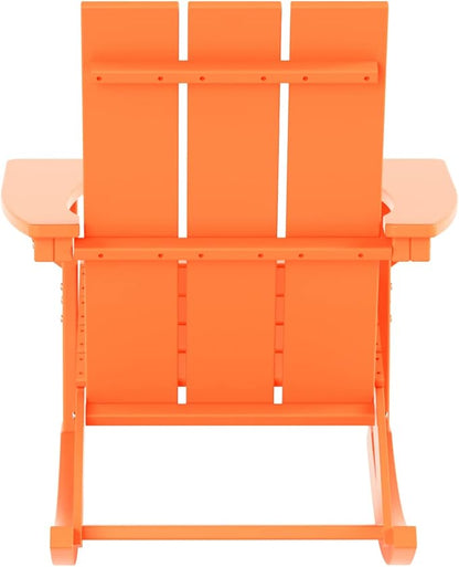 WO WESTIN OUTDOOR HDPE Shoreside Modern Rocking Poly Adirondack Chair (Set of 2),Orange