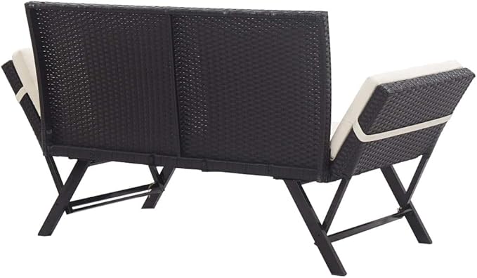 Patio Bench with Cushions, Outdoor Sunbed, Cushion Cover Removable, Garden Bench, Easy to Clean for Patio, Garden, Patio - Photo 5