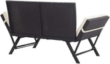 Garden Bench Deck Bench Patio Bench with Cushions 69.3" Black Poly Rattan - Photo 4