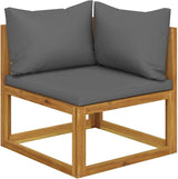 2-Seater Patio Bench with Dark Gray Cushions, Outdoor Acacia Wood Garden Bench with Weather-Resistant Oil Finish - Photo 2