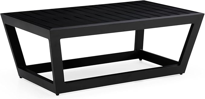 Modern Outdoor Patio Nadie Stainless Steel Coffee Table - Black