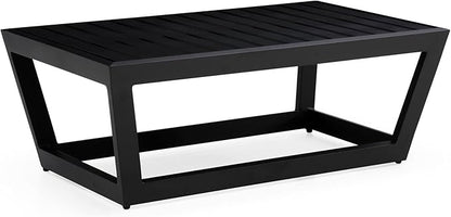 Modern Outdoor Patio Nadie Stainless Steel Coffee Table - Black