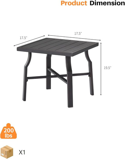 Patio Side Table, Aluminum Outdoor Pool Side Table with Adjustable Feet, Rust-Proof Square Patio End Table, Durable Outdoor End Tables Furniture for Poolside, Beach, Deck, Gunmetal