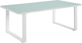 Modway Fortuna Aluminum Glass Outdoor Patio 44" Coffee Table in White - Photo 3