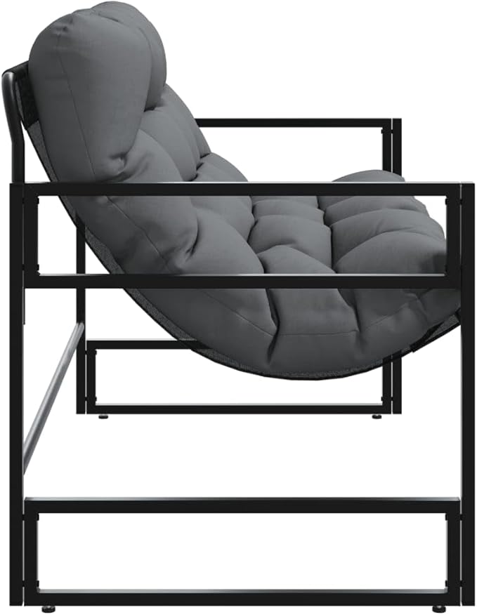 Garden Bench Anthracite, Black Powder-Coated Steel Frame, Textilene Fabric, 2-Seater Outdoor Patio Furniture, Weatherproof Porch Seating, 485 lb Capacity Patio Bench