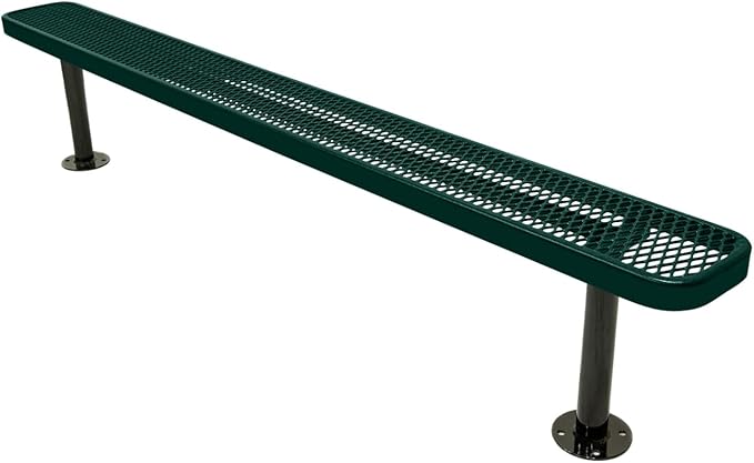 COATEDOUTDOORFURNITURE Coated Outdoor Furniture Heavy-Duty Outdoor Bench Thermoplastic Coated, Expanded Metal, Commercial-Grade Seating, Made in America (Surface Without Back, 8 Ft, Dark Green)