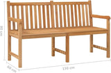 59.1 Inch Solid Teak Wood Outdoor Garden Bench, Brown Rectangular Patio Furniture for Backyard, Porch, and Deck Seating - Photo 2