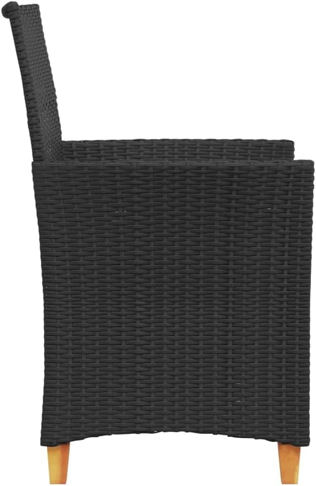 Patio Chairs with Cushions 2 pcs Black Poly Rattan&Solid Wood, Suitable for patios, Gardens, Balconies - Photo 7