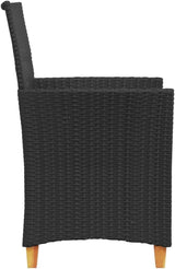 Patio Chairs with Cushions 2 pcs Black Poly Rattan&Solid Wood, Suitable for patios, Gardens, Balconies - Photo 7