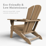 Folding Adirondack Chairs with Cup Holders, Set of 4 HDPE Plastic Outdoor Chairs, Weather Resistant, Real Wood Look - Photo 4