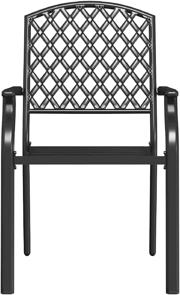 Outdoor Chair Set of 2, Stacking Patio Chairs Anthracite, Powder Coated Steel Metal Dining Chairs for Garden, Balcony, Indoor Outdoor Use, Modern Industrial Design, Durable & Space Saving