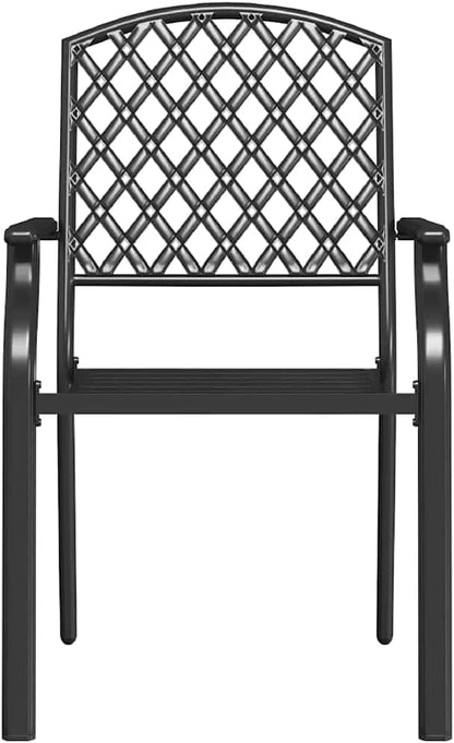 Outdoor Chair Set of 2, Stacking Patio Chairs Anthracite, Powder Coated Steel Metal Dining Chairs for Garden, Balcony, Indoor Outdoor Use, Modern Industrial Design, Durable & Space Saving