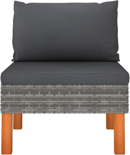3-Piece Outdoor Sofa Grey Rattan Modular Patio Couch 25x24x26 in Weather-Resistant PE Wicker Comfortable Cushions Modern Design for Balcony Garden Terrace