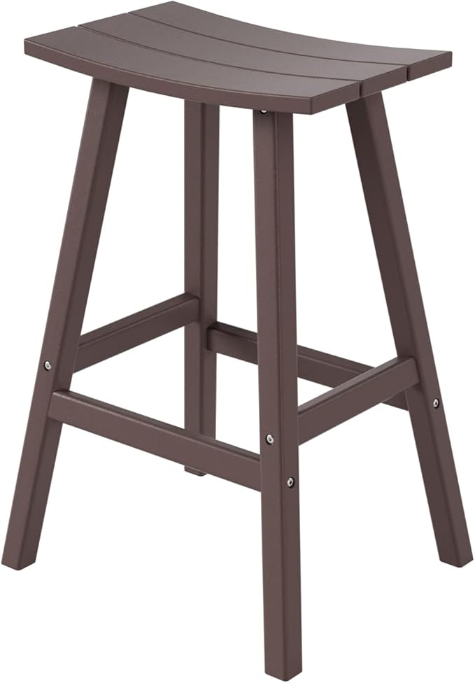 WestinTrends Malibu 29 Inch Outdoor Bar Stools, All Weather Resistant Poly Lumber Adirondack Bar Height Stools, Dark Brown