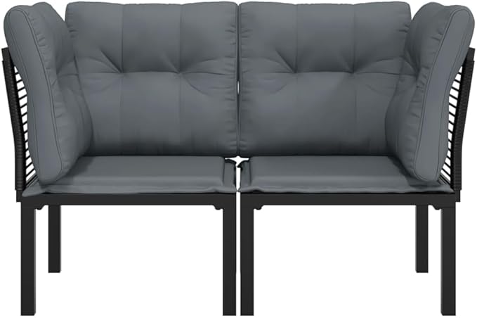 Corner Chair Black Dark Grey Modular Design Durable Construction Outdoor Furniture with Soft Weather-Resistant Cushions - Photo 3