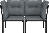 Modular Corner Chair 24.4"x24.4" Outdoor Sectional Sofa Piece in Black Synthetic Rattan & Weather Cushions - Photo 3