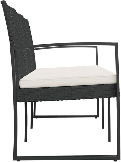 3-Seater Garden Bench Black Polypropylene 3-Seater Durable Patio Bench Park for Courtyard Balcony