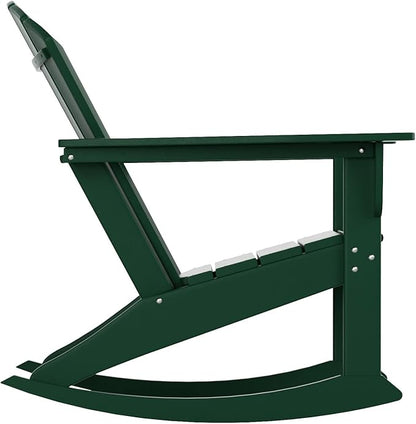 WestinTrends Dylan Outdoor Patio Poly Plastic Adirondack Rocking Chair, Dark Green