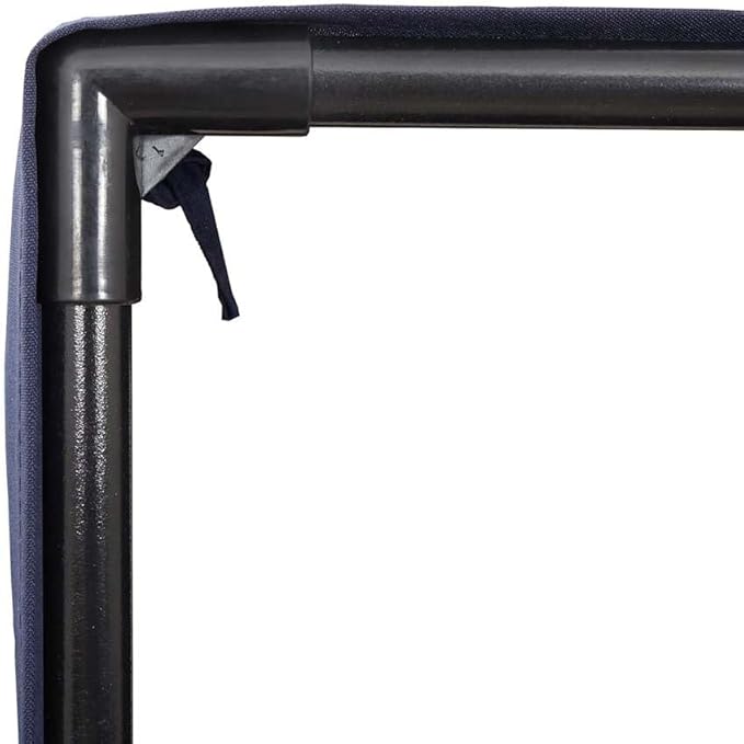 Gray Poly Rattan Patio Double Sun Lounger 17 x 18.3 x 29 in Navy Cushions Outdoor Lounge Chair for Two with Adjustable Roof & Curtains for Garden, Poolside, Balcony