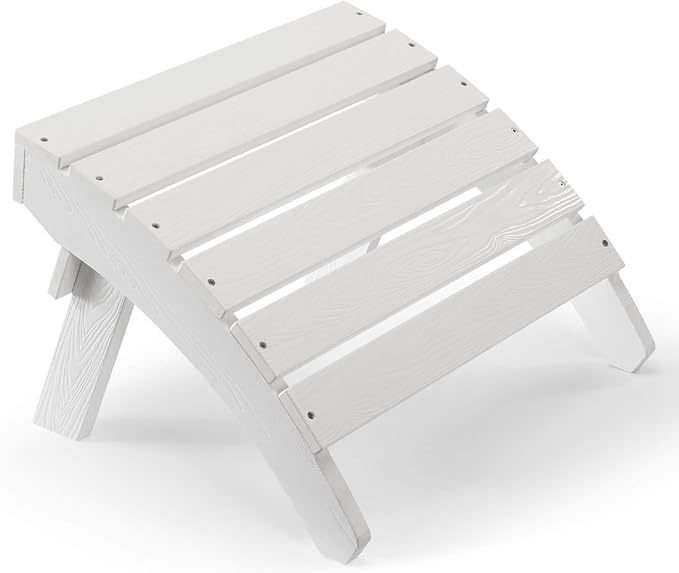 Adirondack Ottoman, Plastic Folding Adirondack Footstool, All Weather Ottoman for Adirondack Chairs, Widely Used for Outdoor, Porch, Patio, Garden, Poolside, Fire Pits - White