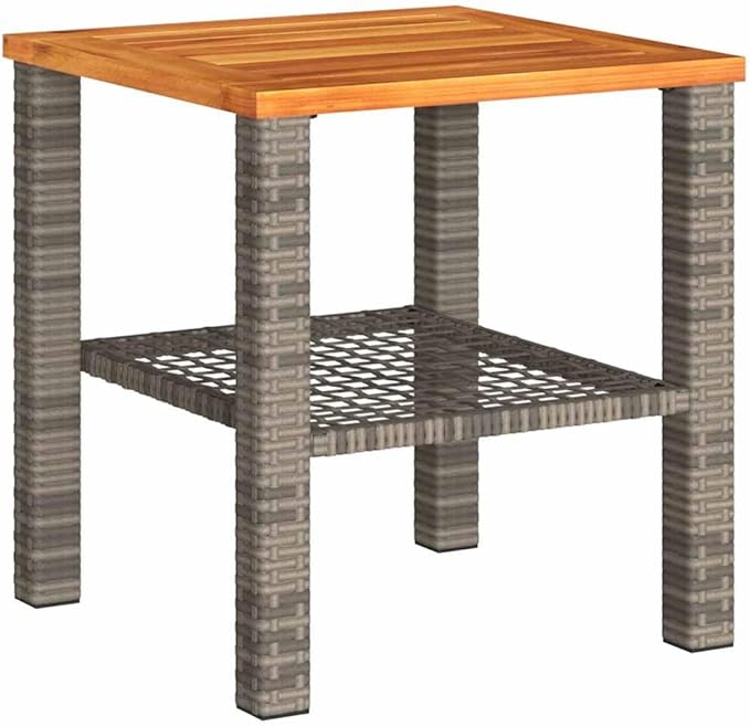 Square Garden Table Grey Brown 4-Piece Set Indoor Outdoor Furniture with Weather Resistant Powder Coated Steel Frame - Photo 3