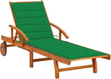 Patio Sun Lounger with Adjustable Backrest, Outdoor Recliner Chair in Solid Acacia Wood - Photo 1