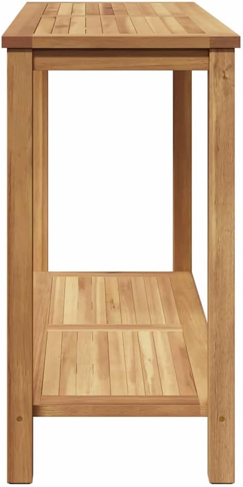 Solid Teak Wood Console Table 43.31 x 15.75 x 17.72 in Brown with Storage, Modern Minimalist Design for Outdoor Garden Patio Furniture, Durable Weather-Resistant Accent Table