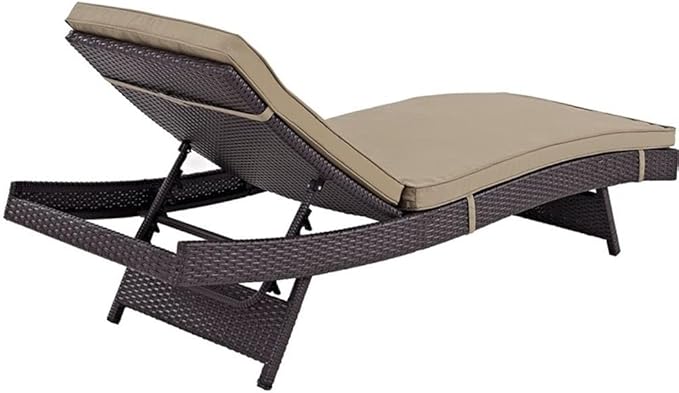 Modway Convene Wicker Rattan Outdoor Patio Chaise Lounge Chairs in Espresso Mocha - Set of 2