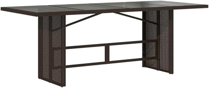 vidaXL Patio Table with Glass top Brown Poly Rattan