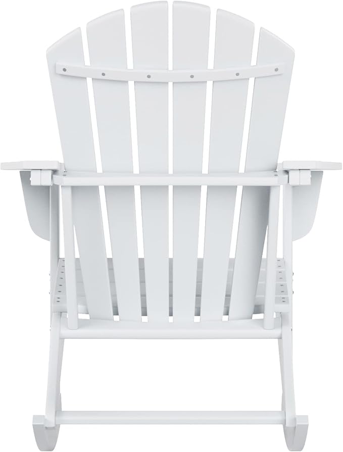 WestinTrends Dylan Outdoor Patio Poly Plastic Adirondack Rocking Chair, White
